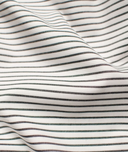 Raymond Men's Premium Cotton Striped Unstitched Shirting Fabric (White & Black)