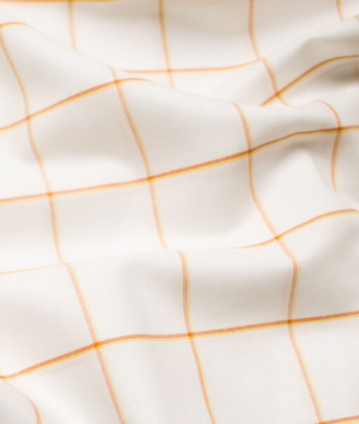 Raymond Men's Premium Cotton Checks Unstitched Shirting Fabric (White & Yellow)