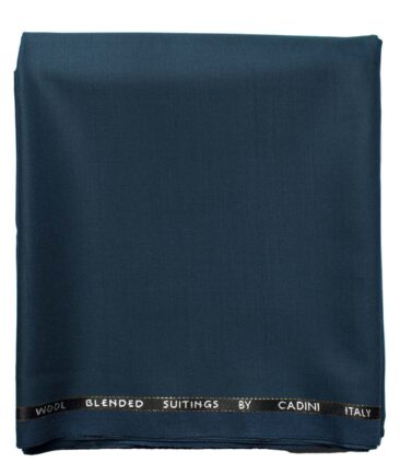 Cadini Men's  Wool Solids Super 90's 1.30 Meter Unstitched Trouser Fabric (Aegean Blue)