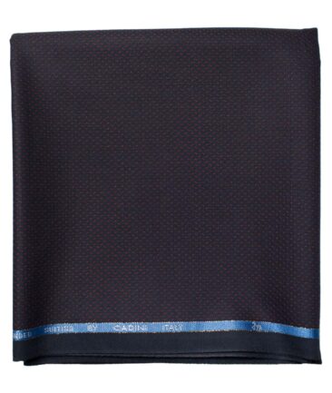Cadini Men's  Wool Structured Super 90's 1.30 Meter Unstitched Trouser Fabric (Dark Blue & Red)