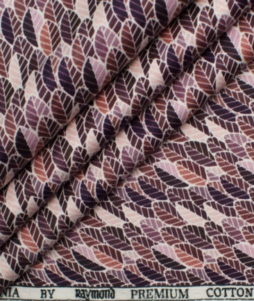 Raymond Men's Premium Cotton Printed 2.25 Meter Unstitched Shirting Fabric (Purple)