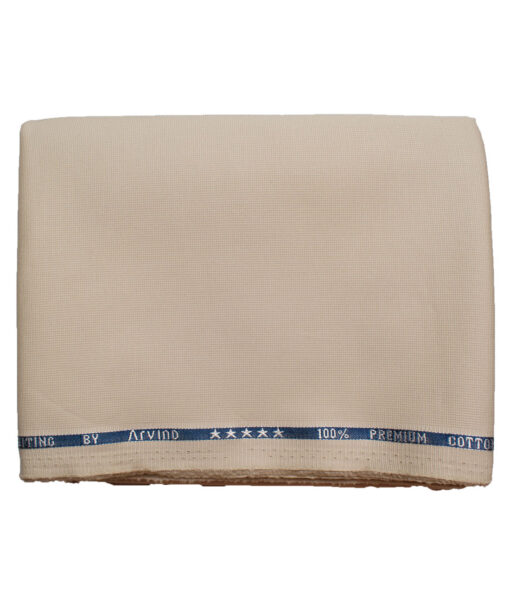 Arvind Men's Cotton Structured Stretchable  Unstitched Trouser Fabric (Tan Beige)