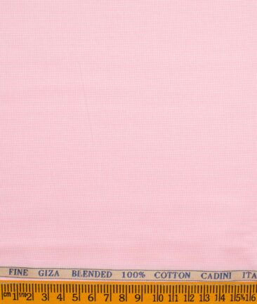 Cadini Men's Giza Cotton Checks 2.25 Meter Unstitched Shirting Fabric (White & Pink)