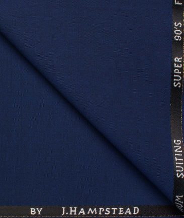 J.Hampstead Men's Wool Solids Super 90's 1.30 Meter Unstitched Trouser Fabric (Royal Blue)
