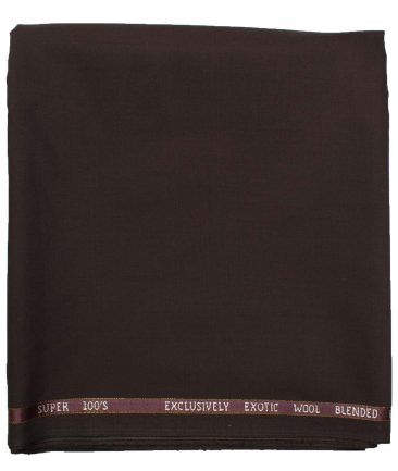 J.Hampstead Men's Wool Solids Super 100's  Unstitched Trouser Fabric (Dark Brown)
