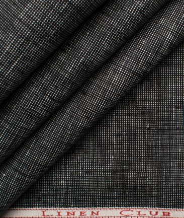 Linen Club Men's Linen Structured  Unstitched Suiting Fabric (Black)