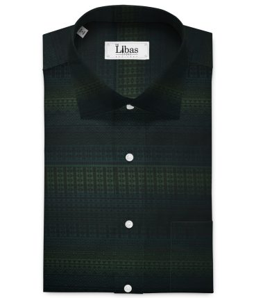 Soktas Men's Giza Cotton Self Design 2.25 Meter Unstitched Shirting Fabric (Green)