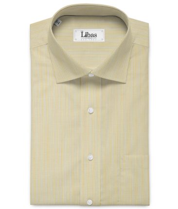 Arvind Men's Premium Cotton Striped 2.25 Meter Unstitched Shirting Fabric (Yellow)
