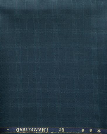 J.Hampstead Men's 60% Wool Checks Super 140's1.30 Meter Unstitched Trouser Fabric (Ocean Blue)