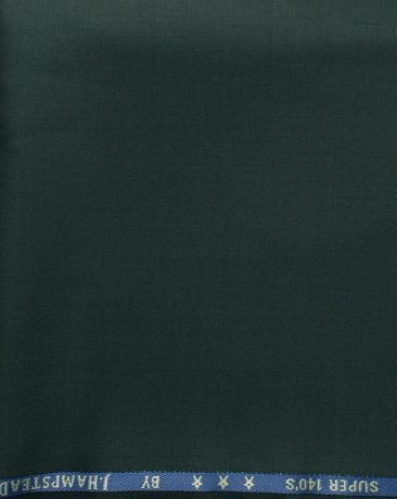 J.Hampstead Men's 60% Wool Solids Super 140's1.30 Meter Unstitched Trouser Fabric (Dark Pine Green)