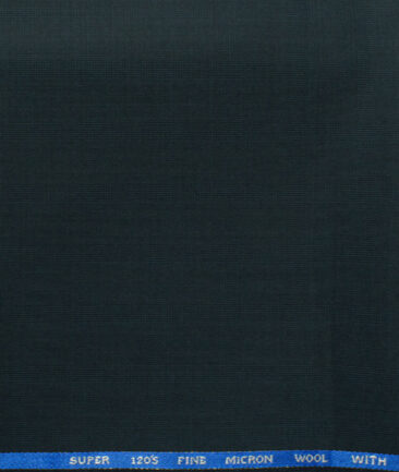 J.Hampstead Men's 45% Wool Checks Super 120's1.30 Meter Unstitched Trouser Fabric (Dark Greenish Blue)
