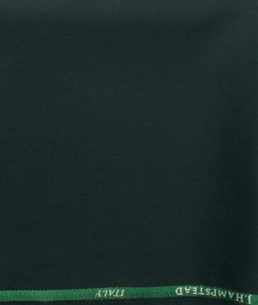 J.Hampstead Men's 45% Wool Solids Super 120's1.30 Meter Unstitched Trouser Fabric (Dark Pine Green)