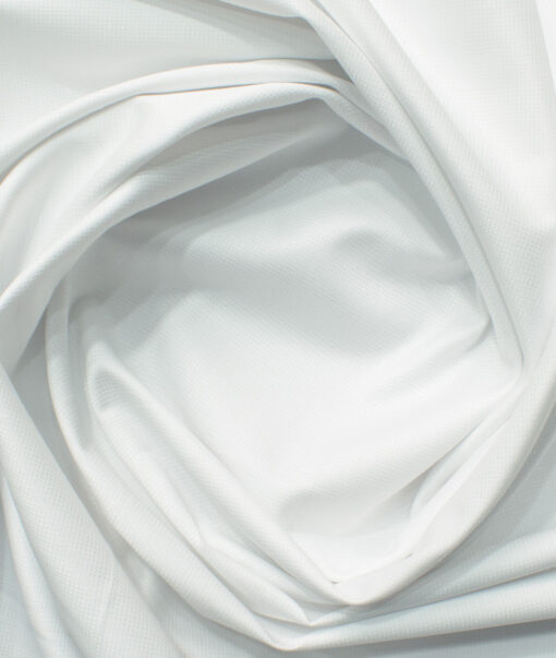 Mafatlal Men's Cotton Blend Wrinkle Free Structured 2.25 Meter Unstitched Shirting Fabric (White)