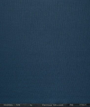 Ferrino Mizzoni Men's Terry Rayon Structured 3.75 Meter Unstitched Suiting Fabric (Aegean Blue)