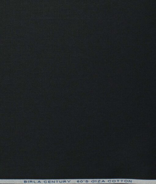 Birla Century Men's 60's Giza Cotton Solids 2.25 Meter Unstitched Shirting Fabric (Jet Black)