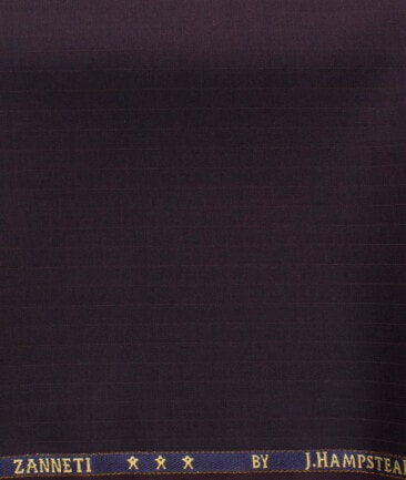 J.Hampstead Men's 60% Wool Super 140's Striped 1.30 Meter Unstitched Trouser Fabric (Dark Purple)