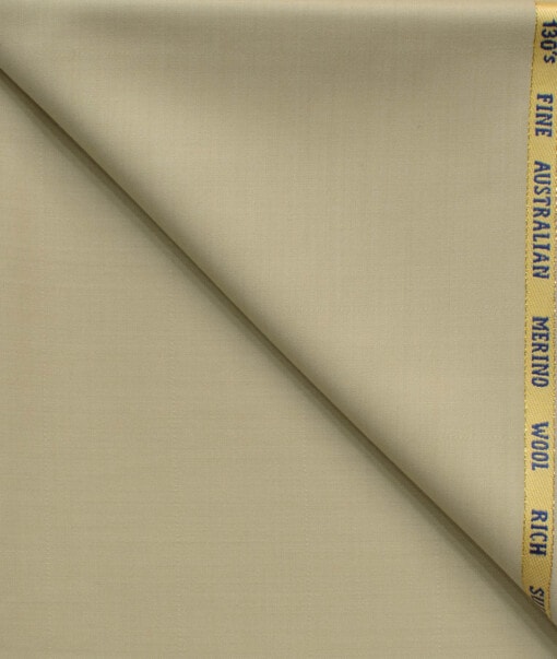 J.Hampstead Men's 60% Wool Super 130's Checks 1.30 Meter Unstitched Trouser Fabric (Oat Beige)