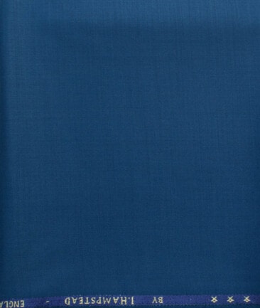 J.Hampstead Men's 60% Wool Super 140's Solids 1.30 Meter Unstitched Trouser Fabric (Yale Blue)