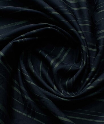 Luthai Men's Supima Cotton Striped 2.25 Meter Unstitched Shirting Fabric (Dark Blue)