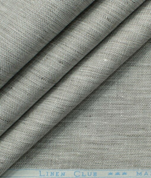 Linen Club Men's 100% Linen 30 LEA Self Design  Unstitched Suiting Fabric (Light Grey)