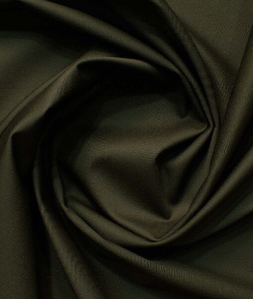 Burgoyne Men's Cotton Solids 3.75 Meter Stretchable Unstitched Trouser Fabric (Dark Olive Green)