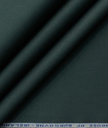 Burgoyne Men's Cotton Solids 3.75 Meter Stretchable Unstitched Trouser Fabric (Dark Pine Green)