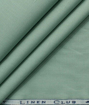 Cavallo by Linen Club Men's Cotton Linen Self Design 2.25 Meter Unstitched Shirting Fabric (Fern Green)
