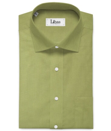 Cavallo by Linen Club Men's Cotton Linen Self Design 2.25 Meter Unstitched Shirting Fabric (Olive Green)