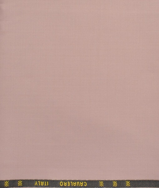 Cavalero Men's 60% Wool Super 120's Solids  Unstitched Trouser Fabric (Salmon Pink)
