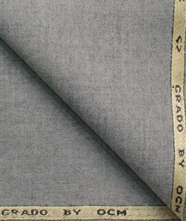 OCM Men's 100% Merino Wool Solids  2.25 Meter Unstitched Tweed Jacketing & Blazer Fabric (Light Worsted Grey)