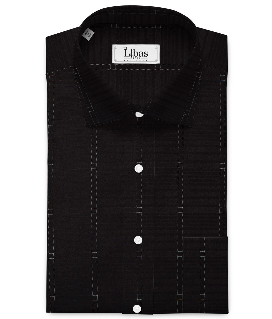 Soktas Men's Giza Cotton Checks  Unstitched Shirting Fabric (Black)