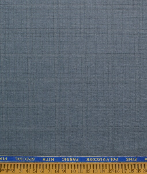 Raymond Men's Polyester Viscose  Checks  Unstitched Suiting Fabric (Greyish Blue)