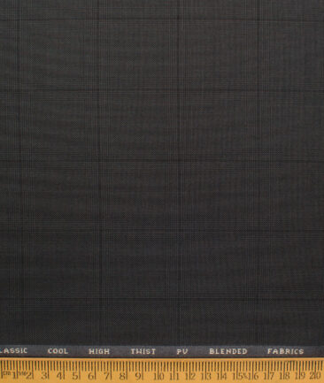 J.hampstead Men's Polyester Viscose  Checks  Unstitched Suiting Fabric (Dark Grey)