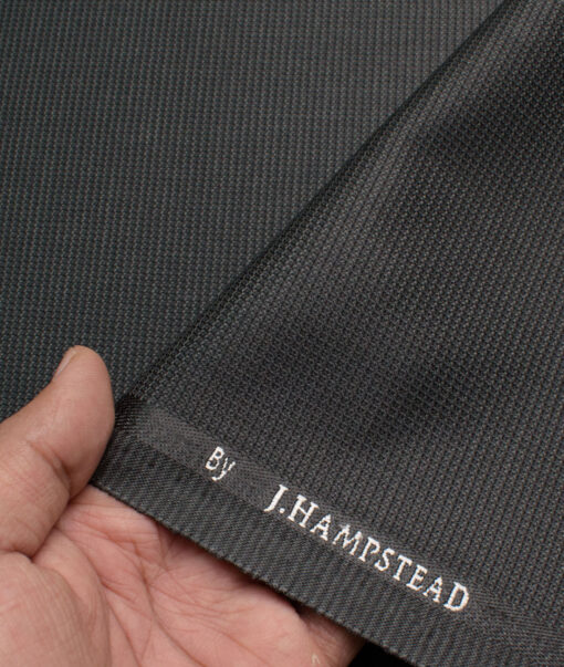 J.hampstead Men's Polyester Viscose  Structured  Unstitched Suiting Fabric (Dark Grey)