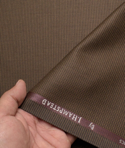 J.hampstead Men's Polyester Viscose  Structured  Unstitched Suiting Fabric (Brown)