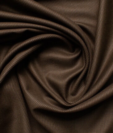 J.hampstead Men's Polyester Viscose  Structured  Unstitched Suiting Fabric (Brown)