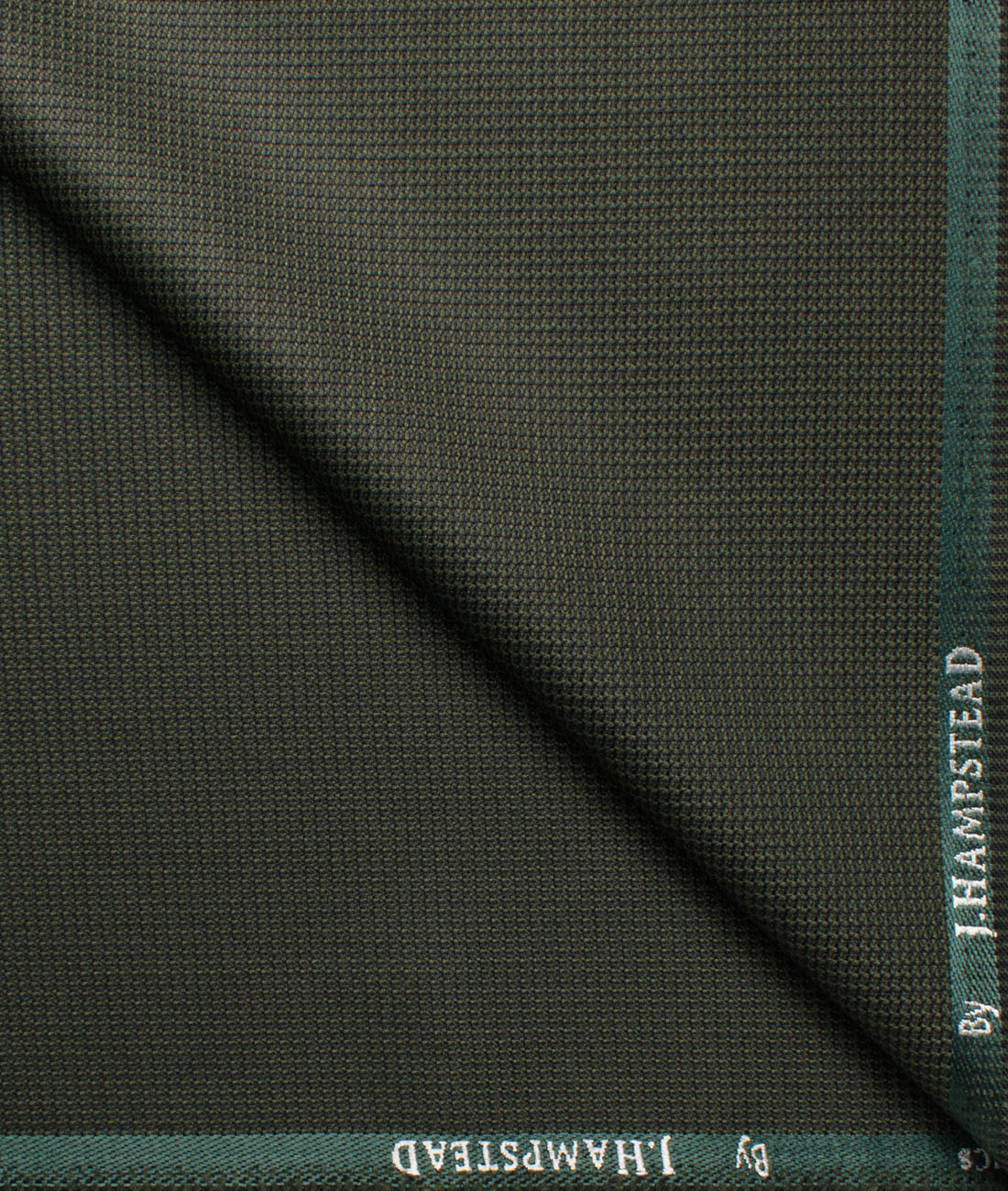 J.hampstead Men's Polyester Viscose  Structured  Unstitched Suiting Fabric (Dark Green)