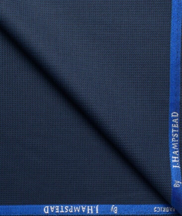 J.hampstead Men's Polyester Viscose  Structured  Unstitched Suiting Fabric (Dark Royal Blue)