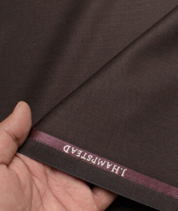 J.hampstead Men's Polyester Viscose  Structured  Unstitched Suiting Fabric (Dark Brown)