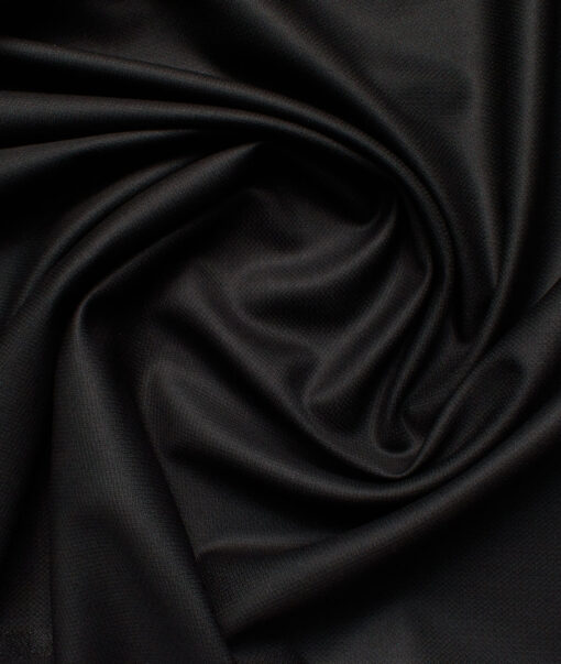 J.hampstead Men's Polyester Viscose  Structured  Unstitched Suiting Fabric (Black)