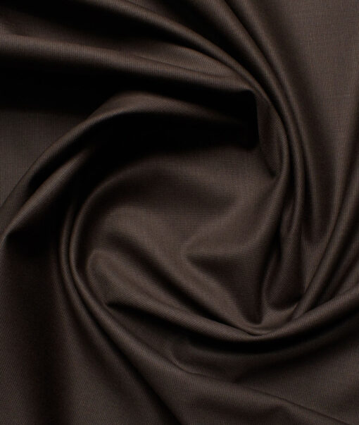 J.hampstead Men's Polyester Viscose  Structured  Unstitched Suiting Fabric (Dark Brown)