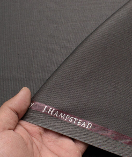 J.hampstead Men's Polyester Viscose  Structured  Unstitched Suiting Fabric (Brownish Grey)