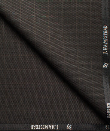 J.hampstead Men's Polyester Viscose  Checks  Unstitched Suiting Fabric (Dark Brown)