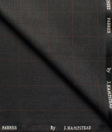 J.hampstead Men's Polyester Viscose  Checks  Unstitched Suiting Fabric (Dark Sea Green)