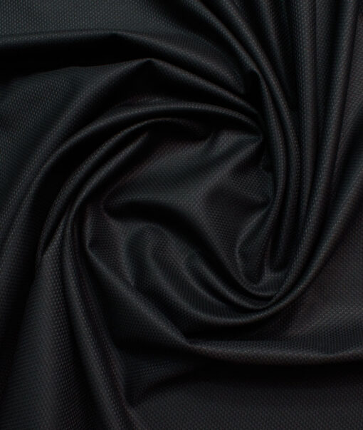 J.hampstead Men's Polyester Viscose  Structured  Unstitched Suiting Fabric (Black)