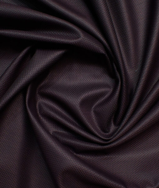 J.hampstead Men's Polyester Viscose  Structured  Unstitched Suiting Fabric (Dark Wine)