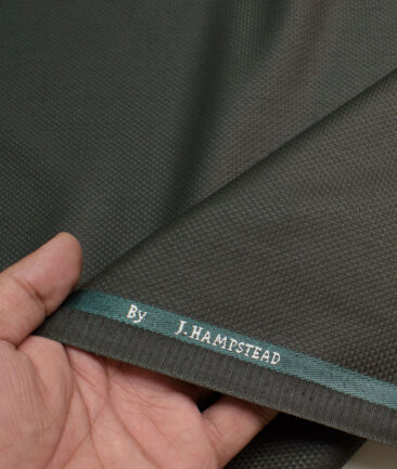 J.hampstead Men's Polyester Viscose  Structured  Unstitched Suiting Fabric (Dark Green)
