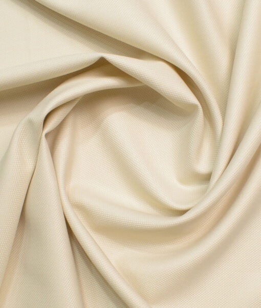 J.hampstead Men's Polyester Viscose  Structured  Unstitched Suiting Fabric (Cream)