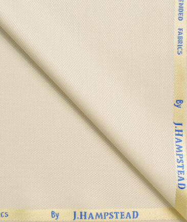J.hampstead Men's Polyester Viscose  Structured  Unstitched Suiting Fabric (Cream)